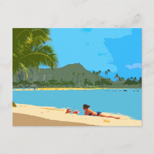 Am Strand in Hawaii! Postkarte (Vorderseite)