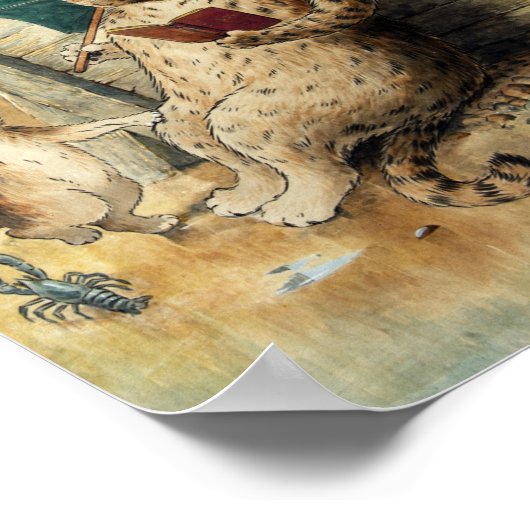 Am Strand, Louis Wain Poster (Ecke)