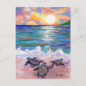 Am Strand mit Baby Sea Turtles Postkarte (Vorderseite)