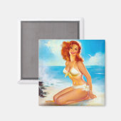 Am Strand Pin Up Magnet (Vorderseite/Rückseite)