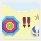 Am Strand Quadratischer Aufkleber (Vorderseite)