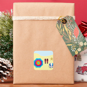 Am Strand Quadratischer Aufkleber