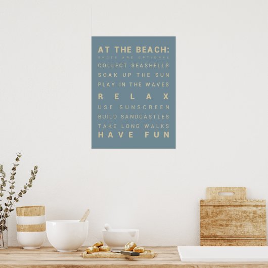 Am Strand - Regeln des Beach House Poster (Küche)