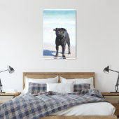 Am Strand Stehender schwarzer Mops Leinwanddruck (Insitu (Schlafzimmer))