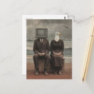 Am Strand Surrealistische Kunst Postkarte