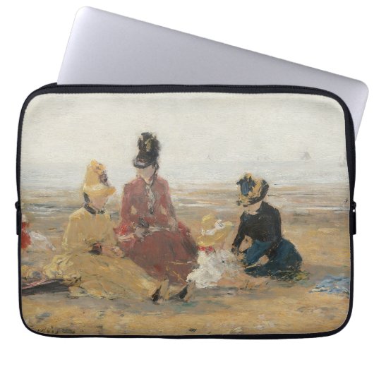 Am Strand Trouville 1887 von Eugene Boudin Laptopschutzhülle (Vorderseite)