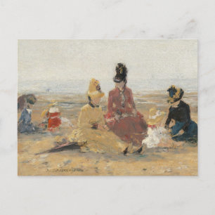 Am Strand Trouville 1887 von Eugene Boudin Postkarte