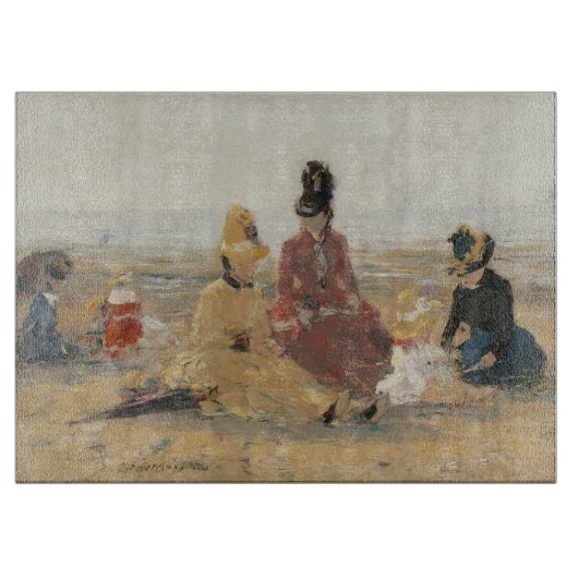 Am Strand Trouville 1887 von Eugene Boudin Schneidebrett (Vorderseite)