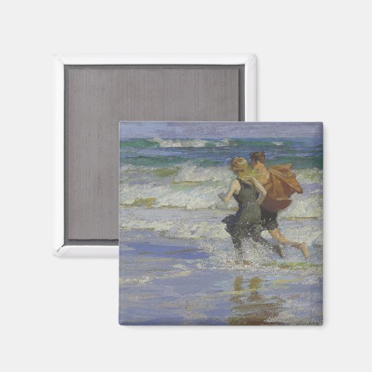 Am Strand (von Edward Henry Potthast) Magnet (Vorderseite/Rückseite)