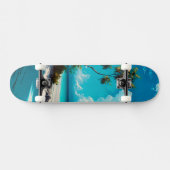 Am Strand - weißer Sand und blauer Himmel Skateboard (Horizontal)