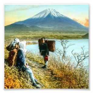 Am Straßenrand zum Mt. Fuji Vintage ausruhend Fotodruck