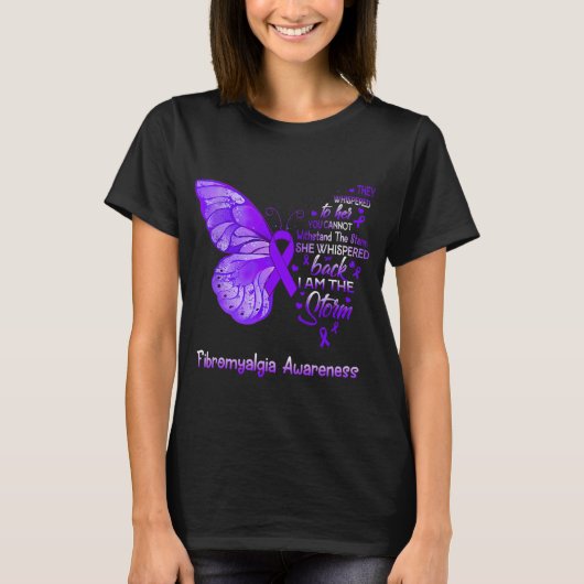 Am Sturm Fibromyalgie Bewusstseinsschmetterling 1 T-Shirt (Vorderseite)