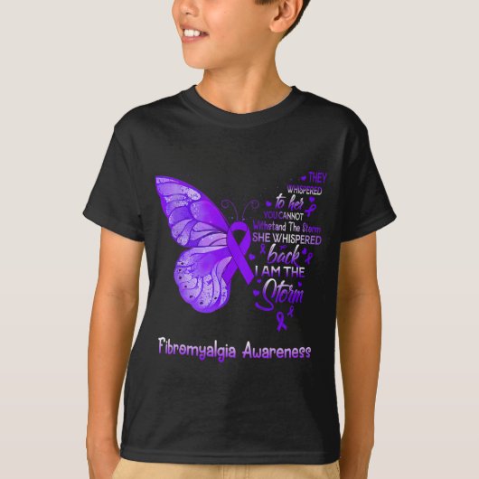 Am Sturm Fibromyalgie Bewusstseinsschmetterling 1 T-Shirt (Vorderseite)