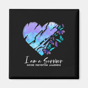 Am Survivor Suizid Prevention Awareness Heart B Magnet