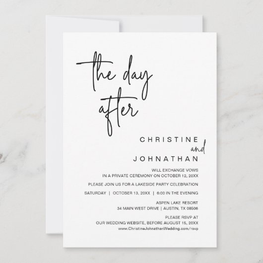 Am Tag danach, Hochzeitsessen Party Einladung (Vorderseite)