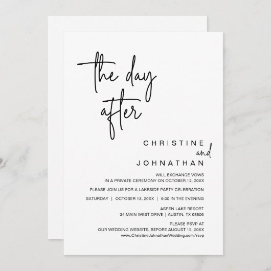 Am Tag danach, Hochzeitsessen Party Einladung (Vorne/Hinten)