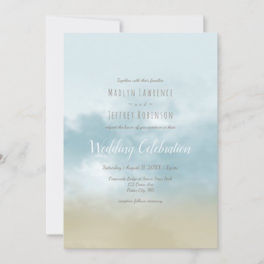 Am Ufer des Ozeans Surfstrand Hochzeit Einladung (Vorderseite)