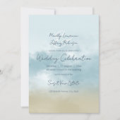 Am Ufer des Ozeansurfstrands, alles in einer Hochz Einladung (Vorderseite)