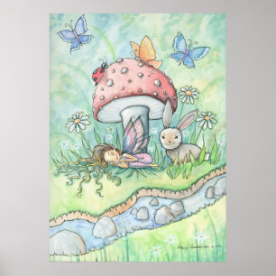 Am Ufer des Silberbach Feen-Hasen-Plakat Poster