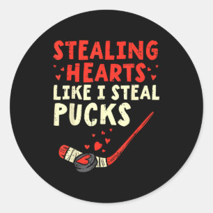 Am Valentinstag das Herz stehlen wie ich Pucks ste Runder Aufkleber