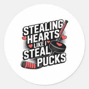 Am Valentinstag Herzen stehlen wie ich Pucks stehl Runder Aufkleber