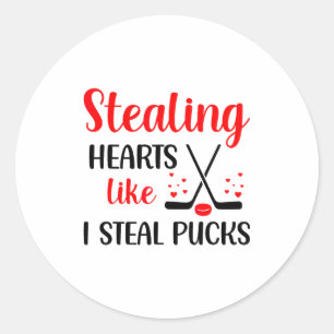 Am Valentinstag Herzen stehlen wie ich Pucks stehl Runder Aufkleber