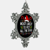 Am wahrscheinlichsten, alle Hunde zu Weihnachten z Schneeflocken Zinn-Ornament (Links)