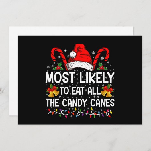Am wahrscheinlichsten essen alle Bonbons Weihnacht Einladung (Vorne/Hinten)