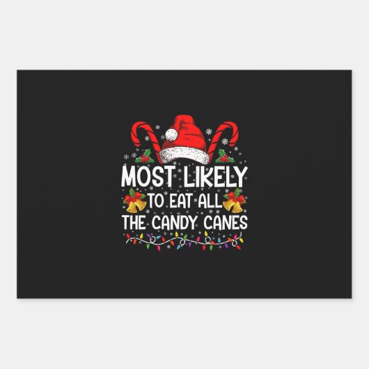 Am wahrscheinlichsten essen alle Bonbons Weihnacht Geschenkpapier Set (Vorderseite)