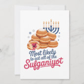 Am wahrscheinlichsten essen alle Sufganiyot Hanukk Einladung (Vorderseite)
