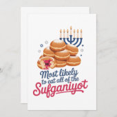 Am wahrscheinlichsten essen alle Sufganiyot Hanukk Einladung (Vorne/Hinten)