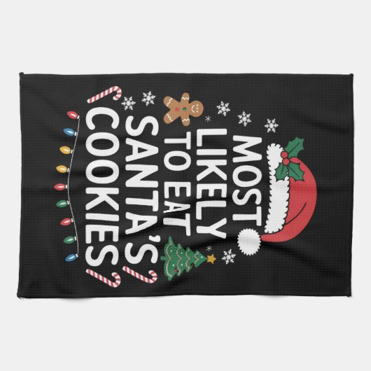 Am wahrscheinlichsten essen Santas Cookies Familie Geschirrtuch (Horizontal)