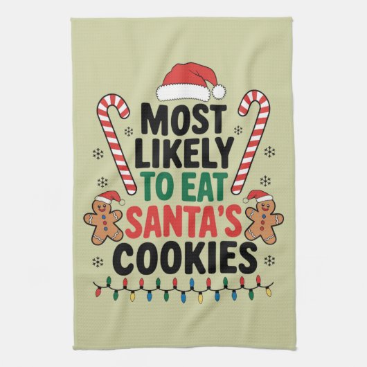 Am wahrscheinlichsten essen Santas Cookies Familie Geschirrtuch (Vertikal)
