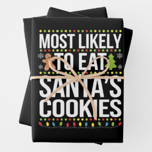Am wahrscheinlichsten essen Santas Cookies Weihnac Geschenkpapier Set