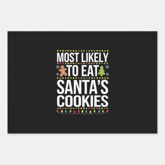 Am wahrscheinlichsten essen Santas Cookies Weihnac Geschenkpapier Set (Vorderseite)