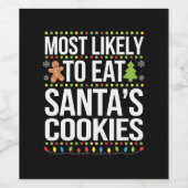 Am wahrscheinlichsten essen Santas Cookies Weihnac Weinetikett (Einzelnes Label)
