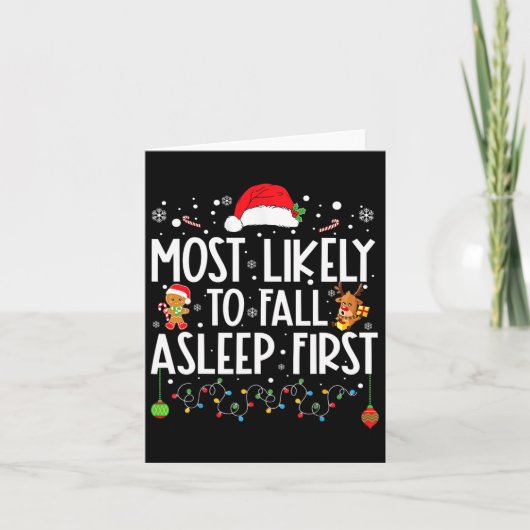 Am wahrscheinlichsten fällt Asleep First Fun Xmas  Karte (Vorderseite)