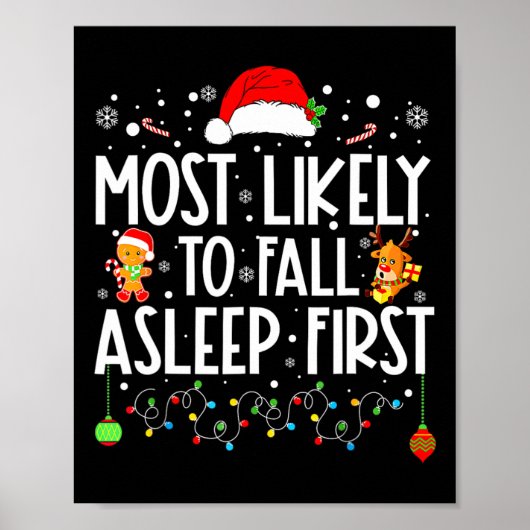 Am wahrscheinlichsten fällt Asleep First Funny Xma Poster (Vorne)