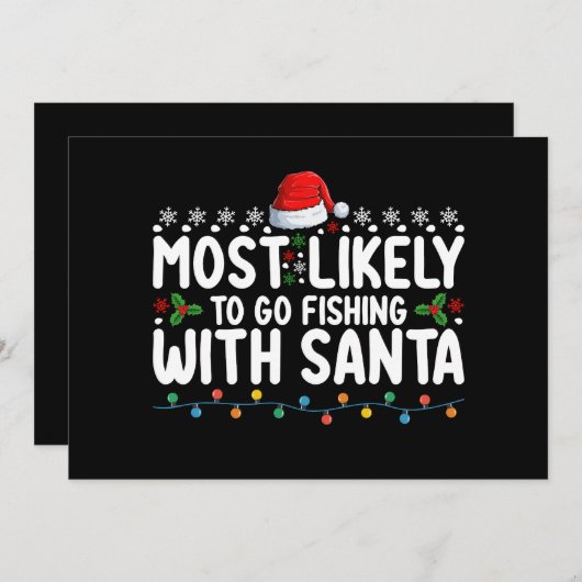 Am wahrscheinlichsten fischen mit Santa Funny Einladung (Vorne/Hinten)