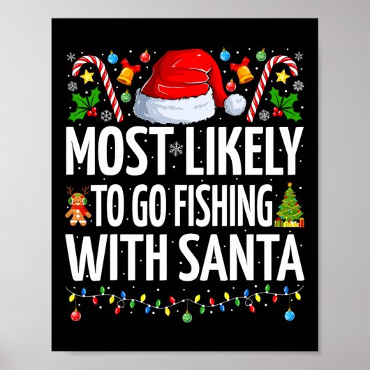 Am wahrscheinlichsten fischen mit Santa Funny Fish Poster (Vorne)