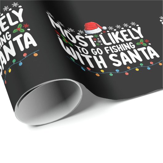 Am wahrscheinlichsten fischen mit Santa Funny Geschenkpapier (Rolleneckpunkt)