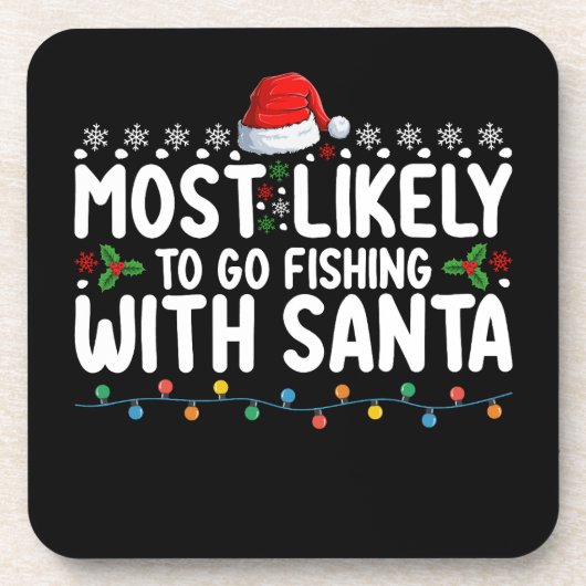 Am wahrscheinlichsten fischen mit Santa Funny Getränkeuntersetzer (Vorderseite)