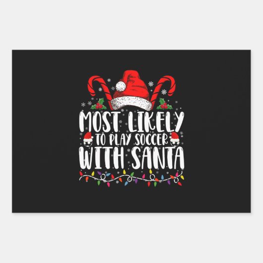Am wahrscheinlichsten Fußball spielen mit Weihnach Geschenkpapier Set (Vorderseite)