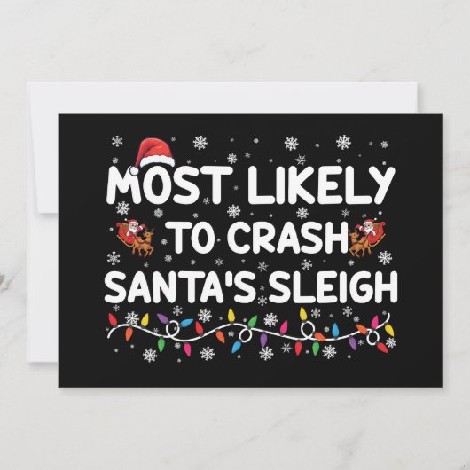 Am wahrscheinlichsten ist der Crash Santas Sleigh Einladung (Vorderseite)