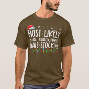 Am wahrscheinlichsten ist Eiweißpulver in seinem S T-Shirt