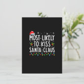 Am wahrscheinlichsten Kiss Santa Claus Funny Famil Einladung (Stehend Vorderseite)
