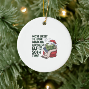 Am wahrscheinlichsten Matcha trinkt und Elf Xmas s Keramik Ornament