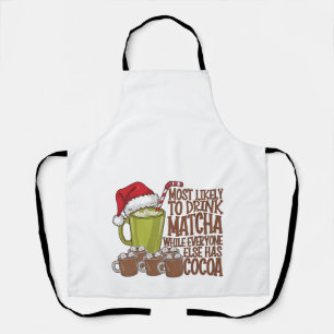 Am wahrscheinlichsten Matcha trinkt und Elf Xmas s Schürze