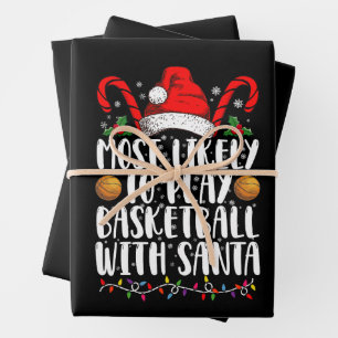 Am Wahrscheinlichsten Mit Santa Xmas Basketball Sp Geschenkpapier Set