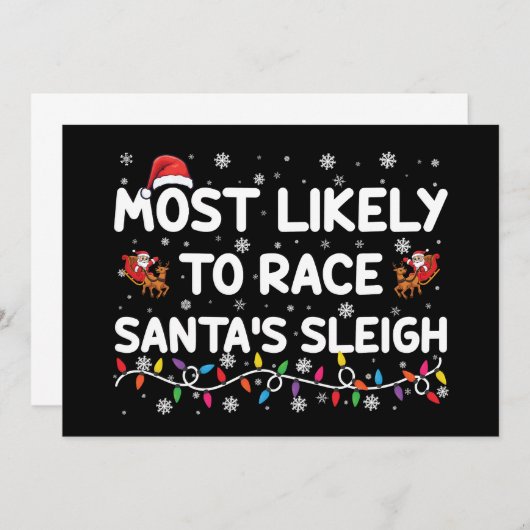 Am wahrscheinlichsten Rennen Santas Sleigh Familie Einladung (Vorne/Hinten)